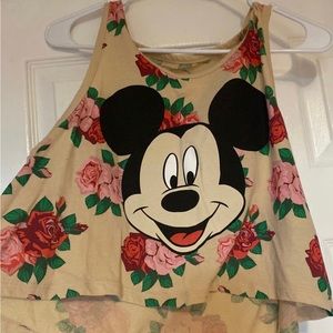 Mickey Floral Crop Tank Top